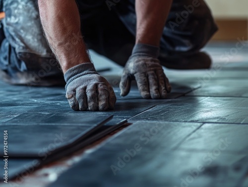 Craftsman at Work: Laying Slabs in Floor Installation