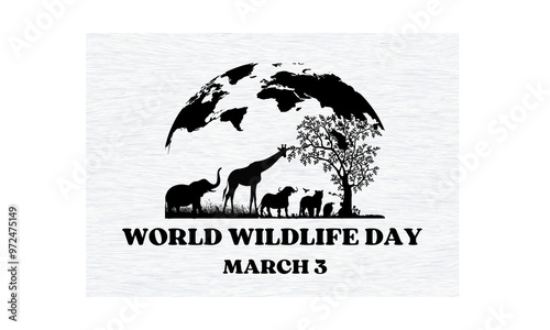 world wildlife day graphic featuring an animal footprint forming a tree and globe, symbolizing wildlife protection, biodiversity, environmental conservation, and global awareness efforts photo