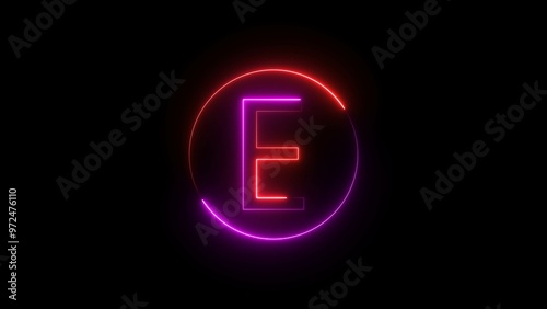 Neon Red and Purple Color Glowing Letter Illustration.