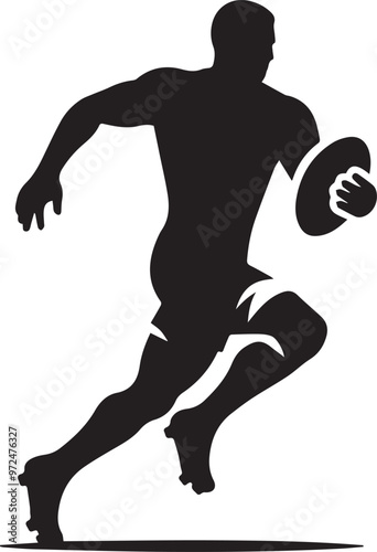 Rugby Sport Player Silhouette Vector icon, Illustration Vector