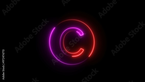 Neon Red and Purple Color Glowing Letter Illustration.