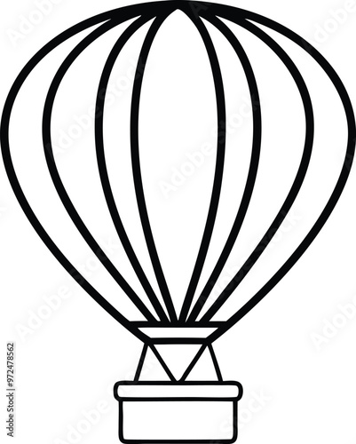 Hot air balloon silhouette Vector Icon and Illustration Isolated on white background.