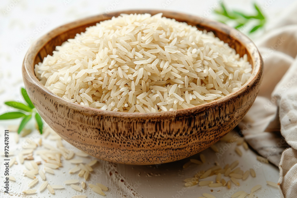 dry white long rice basmati in white bowl dry white long rice basmati in white bowl