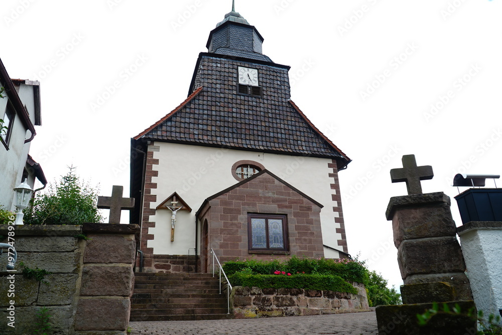 The Roman Catholic branch church of St. Ägidius in the small village Marth Eichsfeld, Thuringia, Germany. The church was first mentioned in a document when it was built in 1732. The Roman Catholic branch church of St. Ägidius in the small village Marth Eichsfeld, Thuringia, Germany. The church was first mentioned in a document when it was built in 1732.