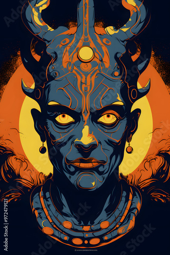 illustrated pop art style djinn, djinn ghost illustration