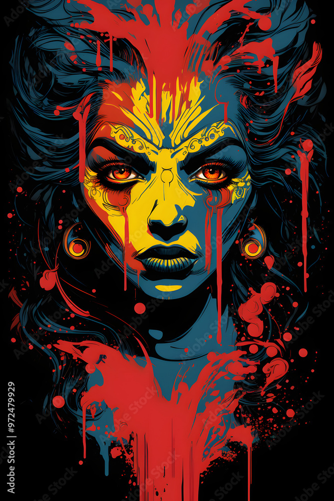 illustrated pop art style djinn, djinn ghost illustration illustrated pop art style djinn, djinn ghost illustration