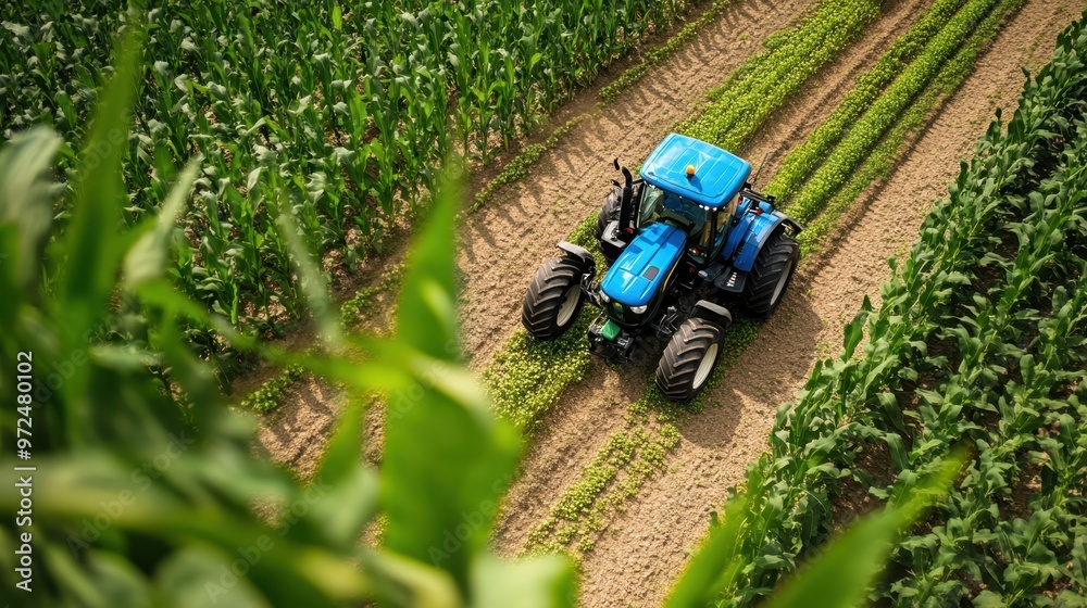 Farmers using precision farming techniques with GPS-guided tractors and smart sensors. Farmers using precision farming techniques with GPS-guided tractors and smart sensors.