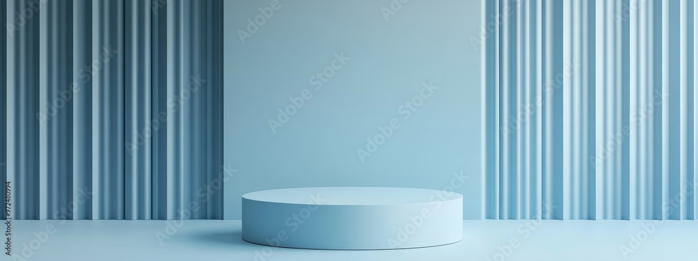 Pastel Gray-Blue Podium with Creative Lines Pastel Gray-Blue Podium with Creative Lines