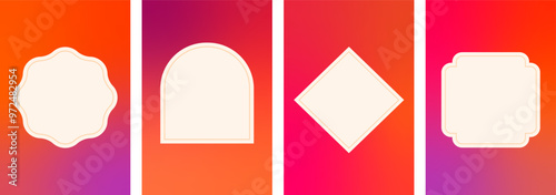 Vertical abstract cards, banners. Geometric frame designs and colorful gradient backgrounds. Chinese new year 2025 year of the Snake - modern lunar new year concept,