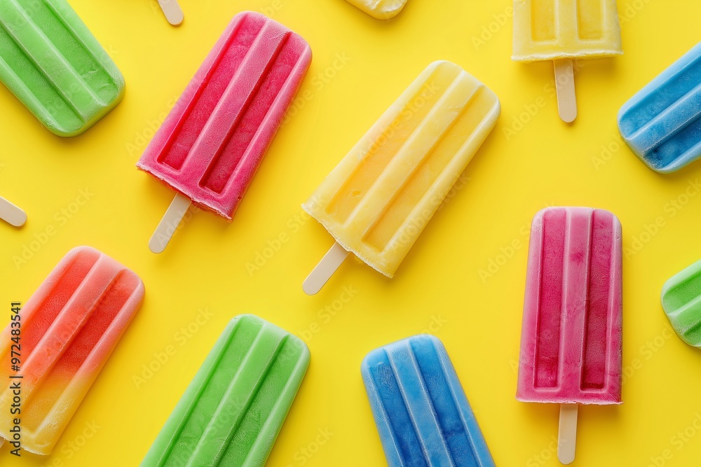 Popsicle ice cream on a yellow background Popsicle ice cream on a yellow background