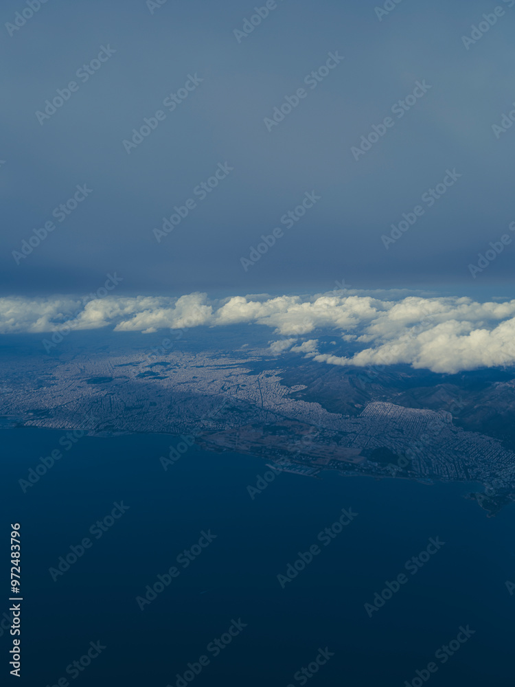 view on clouds from airplane window view on clouds from airplane window