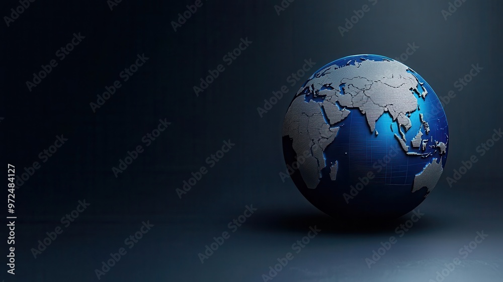 Fototapeta premium SWOT analysis projected on a digital globe, showing global strengths, weaknesses, opportunities, and threats