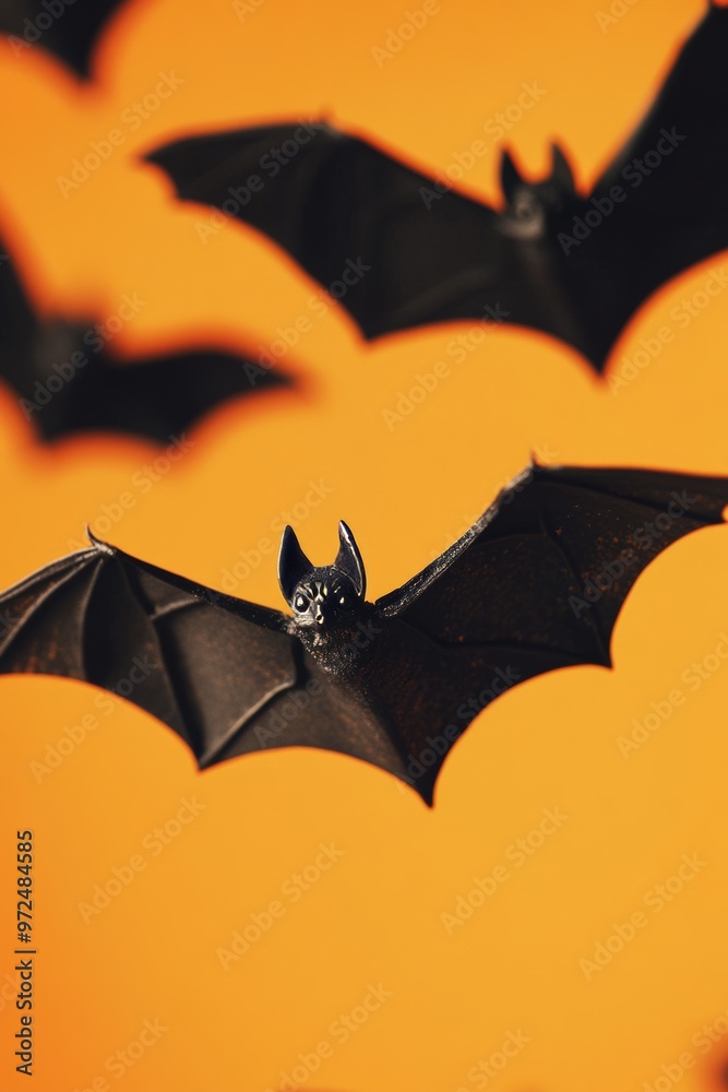Bats Flying Against Vibrant Orange Background, Halloween Theme, Abstract Concept Generative AI Bats Flying Against Vibrant Orange Background, Halloween Theme, Abstract Concept Generative AI