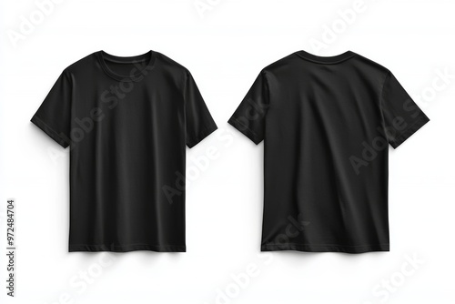 Close-up of a Black T-shirt Against a White Background Generative AI