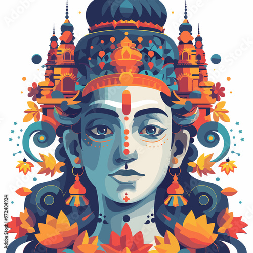 Hindu God Ganesha. Vector illustration of Lord Ganesha.