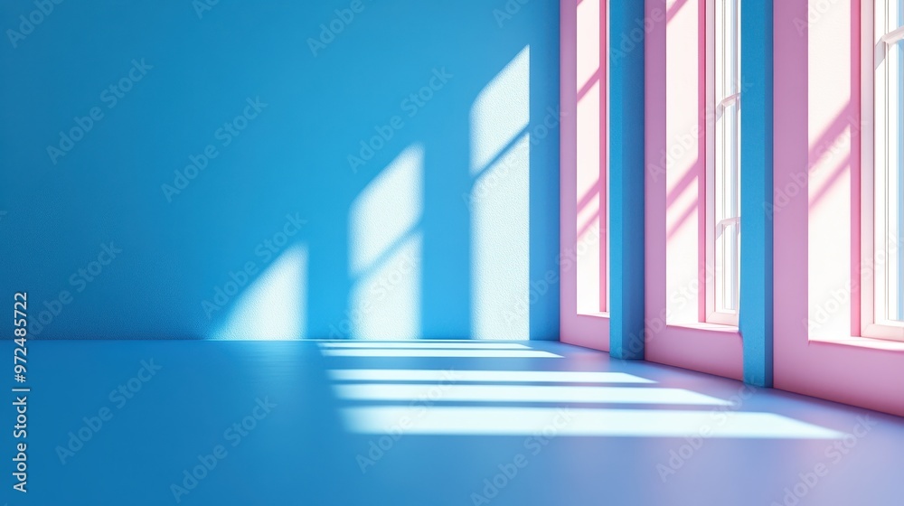 Obraz premium Blue and Pink Room with Window Light