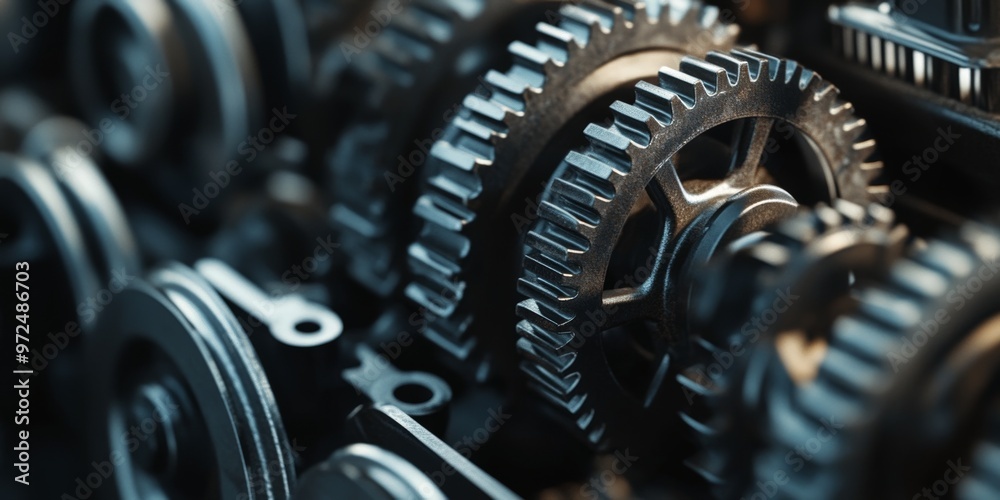 Close-up of Engine Gear Wheels in Neutral Colors, Detail Macro Shot for Industrial or Mechanical Use Generative AI Close-up of Engine Gear Wheels in Neutral Colors, Detail Macro Shot for Industrial or Mechanical Use Generative AI