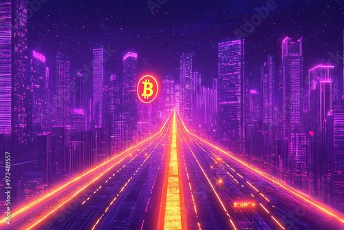 Glowing Bitcoin Highway Leading to Success: A Symbol of Changing Financial Tides