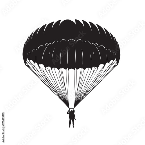 Parachuters silhouette vector. Parachuters logo, icon vector design isolated on white background.