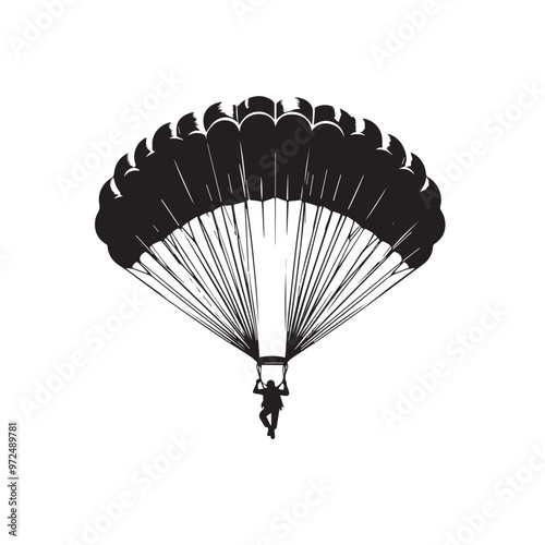 Parachuters silhouette vector. Parachuters logo, icon vector design isolated on white background.