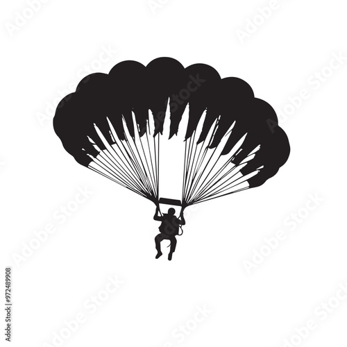 Parachuters silhouette vector. Parachuters logo, icon vector design isolated on white background.