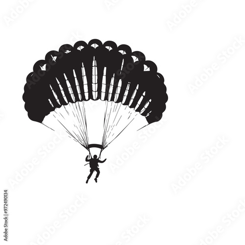 Parachuters silhouette vector. Parachuters logo, icon vector design isolated on white background.