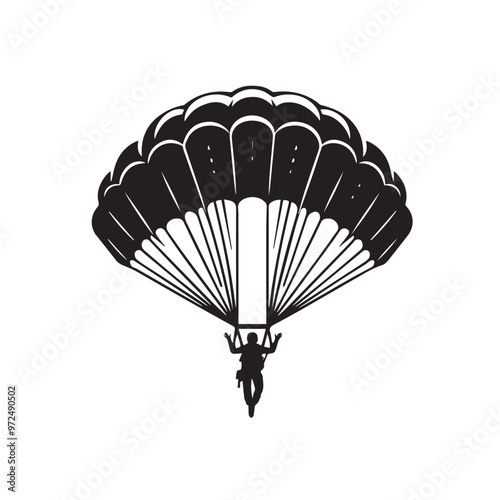 Parachuters silhouette vector. Parachuters logo, icon vector design isolated on white background.