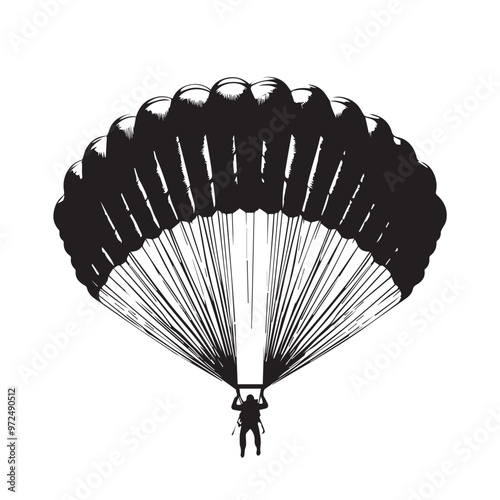 Parachuters silhouette vector. Parachuters logo, icon vector design isolated on white background.