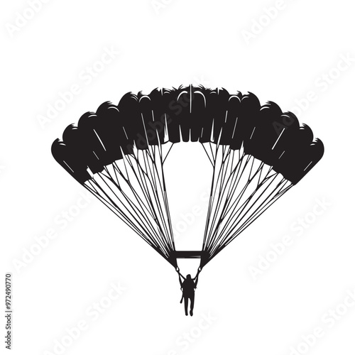 Parachuters silhouette vector. Parachuters logo, icon vector design isolated on white background.