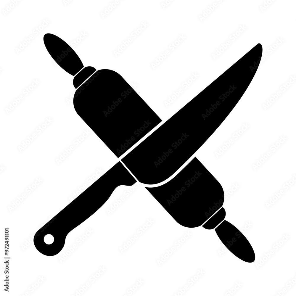 Kitchen knife icon black silhouette on white background Kitchen knife icon black silhouette on white background