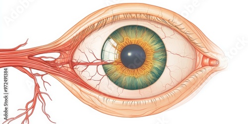 Anatomical illustration of a human eye. photo