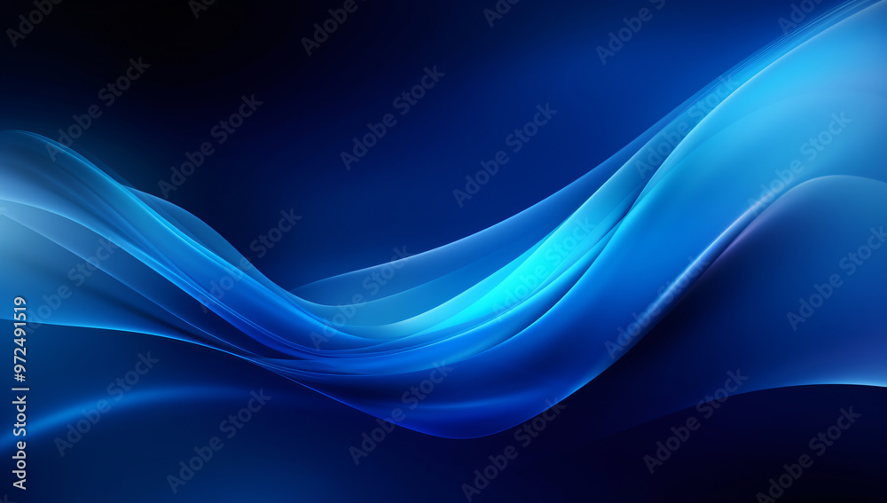 Fototapeta premium A captivating abstract background of flowing blue waves, seamlessly blending various shades of blue against a dark backdrop, creating a rich and dynamic visual effect.