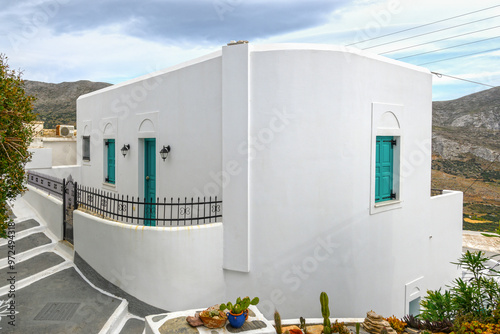 Fototapeta Naklejka Na Ścianę i Meble -  Tholaria village with narrow streets and traditional Cycladic architecture. Amorgos, Greece
