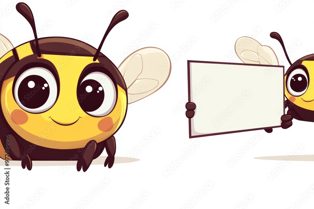 Obraz premium An AI set of cute bee robots hiding and posing sad and tired