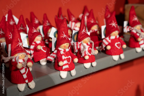 Rovaniemi, Finland - 07.01.2024: Christmas merchandise in Santa Claus Village in Rovaniemi, Finland