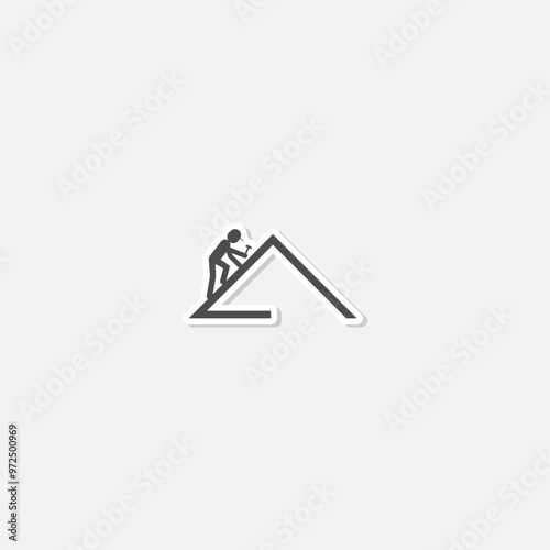 Roof repair icon sticker isolated on gray background