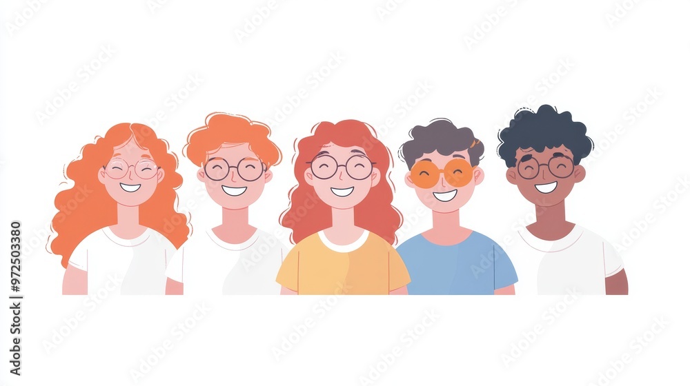 Stock photo of a group of students enjoying time together while laughing. Stock photo of a group of students enjoying time together while laughing.