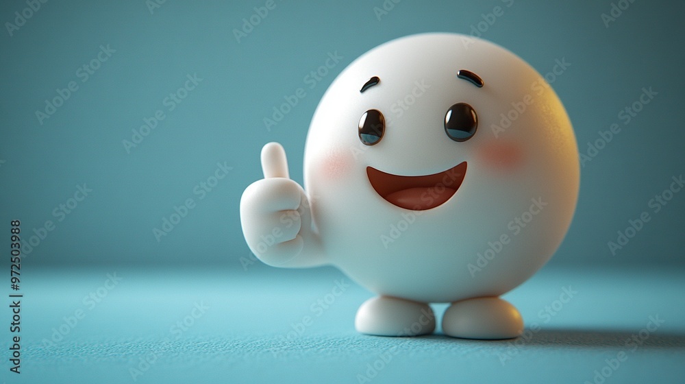 3d funny cartoon character flexible boneless hand appears thumb up isolate3d on blue background like gesture best offer recommendation concept