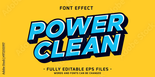 3d shear style text effect with power clean word for cleaning products