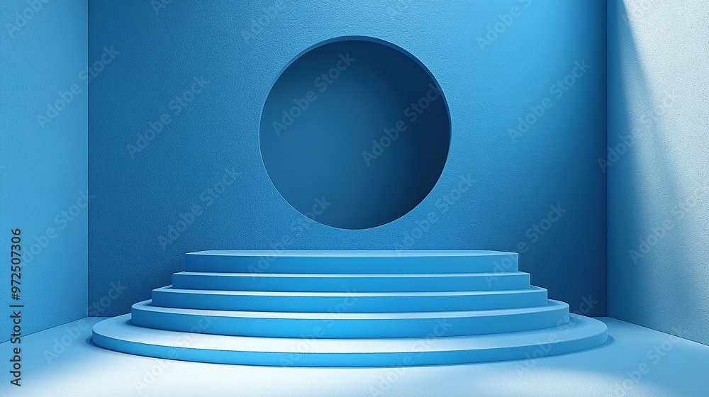 3d render abstract blue background cylinder podium steps vacant pedestal empty stage round hole in the wall shop display showcase product stand copy space blank frame mockup clean style 3d render abstract blue background cylinder podium steps vacant pedestal empty stage round hole in the wall shop display showcase product stand copy space blank frame mockup clean style