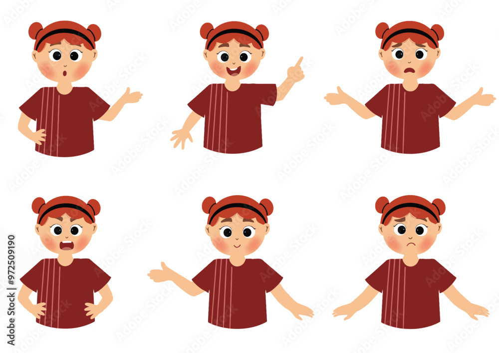 set or bundle of cute child facial expression emoji emoticons
