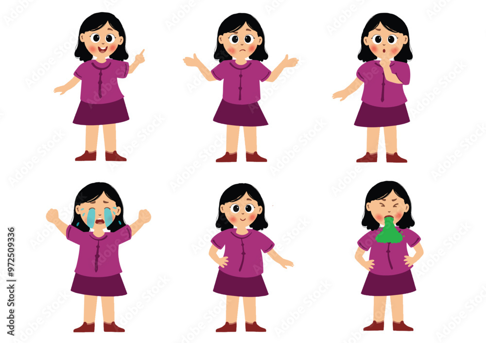 cute little girl in various expressions and movements cute little girl in various expressions and movements