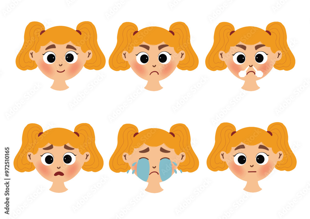 set or bundle of cute child facial expression emoji emoticons set or bundle of cute child facial expression emoji emoticons