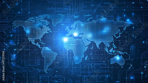 Global network connection. World map point and line of global business, digital world map.