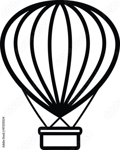 Hot air balloon silhouette Vector Icon and Illustration Isolated on white background.