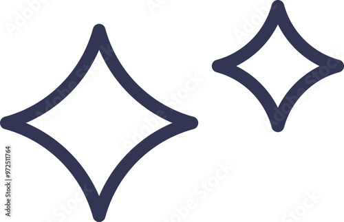 Two navy blue stylized stars with a sprinkle effect on a white background, symbolizing celebration or quality.