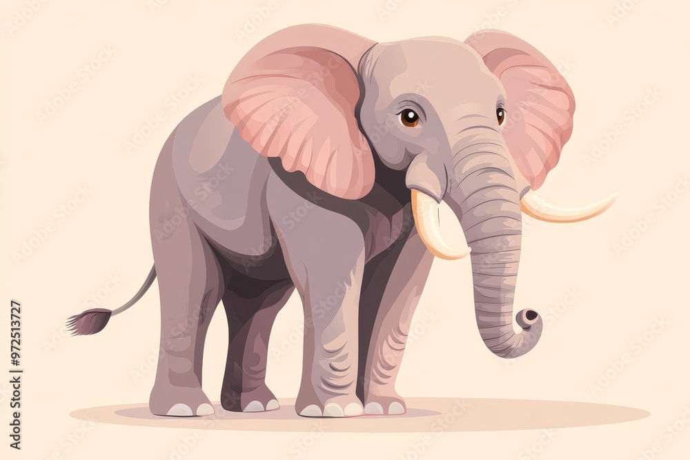 Fototapeta premium AA generative illustration of an elephant. Isolated on a solid color background.