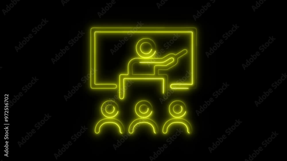 Business Presentation Icon in Video HD Neon Animation – Meeting and Communication Symbol with Dynamic Glow on Black Background Business Presentation Icon in Video HD Neon Animation – Meeting and Communication Symbol with Dynamic Glow on Black Background