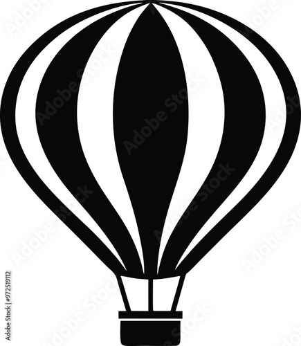 Hot air balloon silhouette Vector Icon and Illustration Isolated on white background.