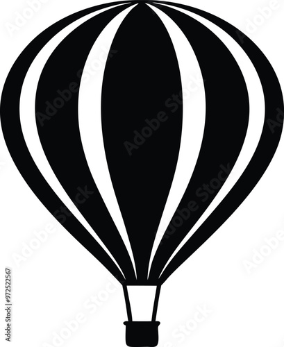 Hot air balloon silhouette Vector Icon and Illustration Isolated on white background.